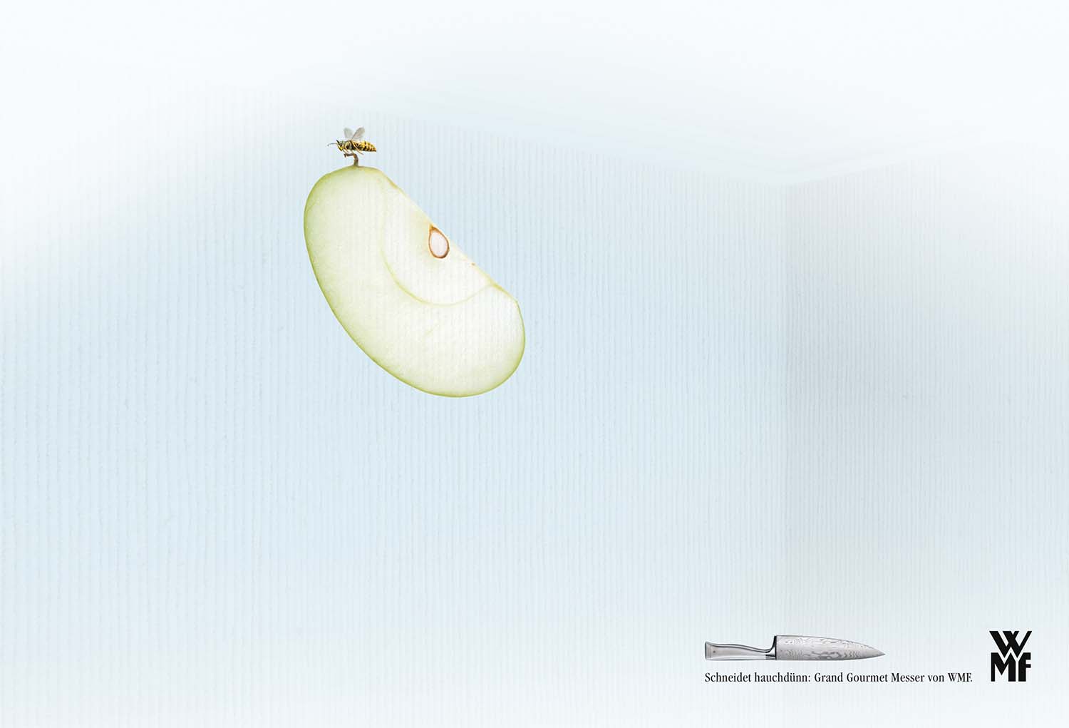 Awards WMF Inseratkampagne Schneidet hauchdünn. Motiv Wespe